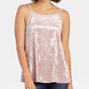 ALLISON JOY EVEREVE Cori Velvet Tank Blush Light Pink Velour Sleeveless Preppy M